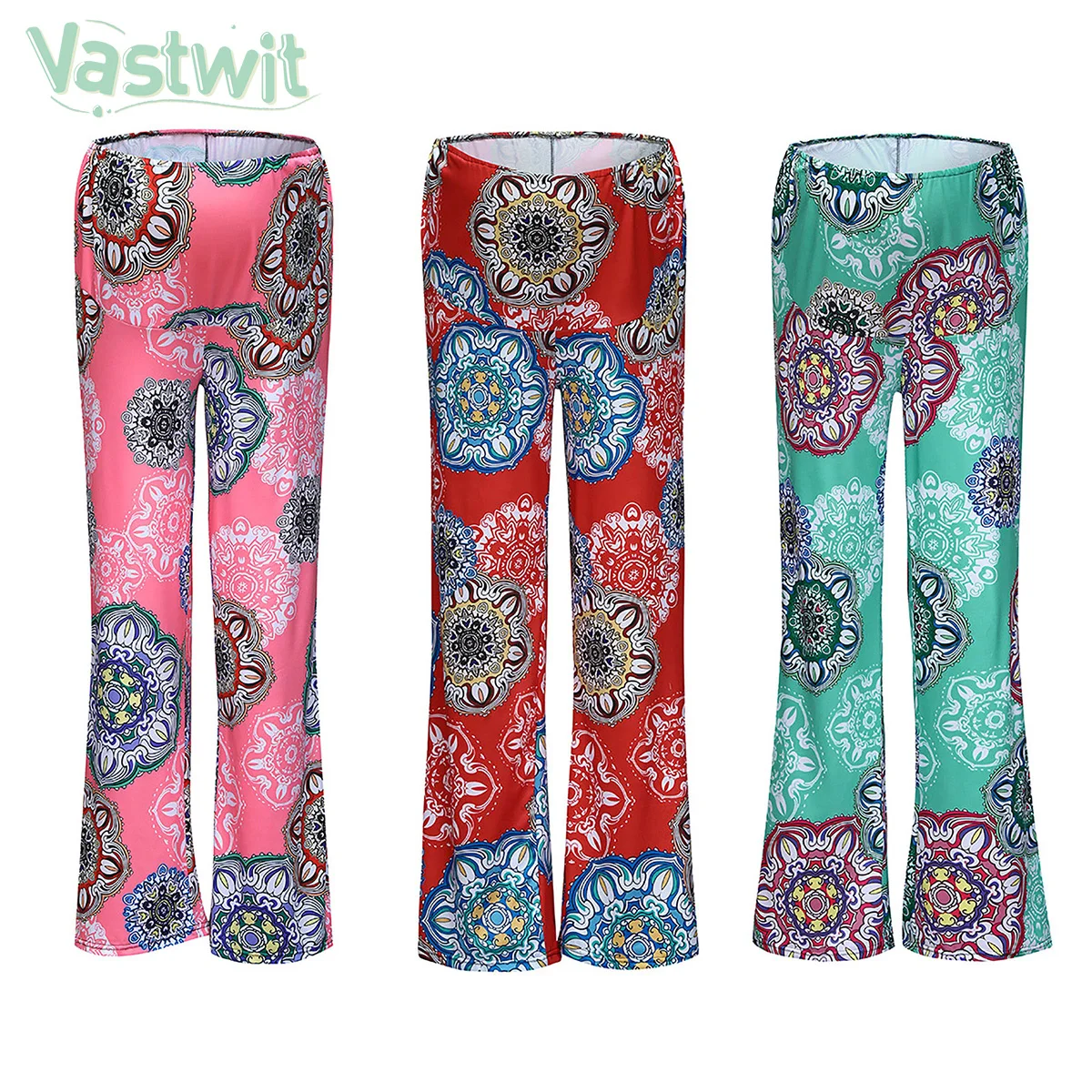 

Women's Maternity Comfy Pants Stretch Wide Straight Versatile Comfy Stretch Floral Lounge Palazzo Pants Mama Pregnancy Trousers