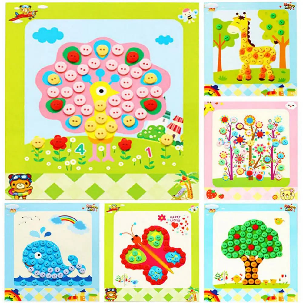 

Educational Handmade Toys DIY Button to Craft Painting For Over 3 Years Kid Children Kids Sticky Art