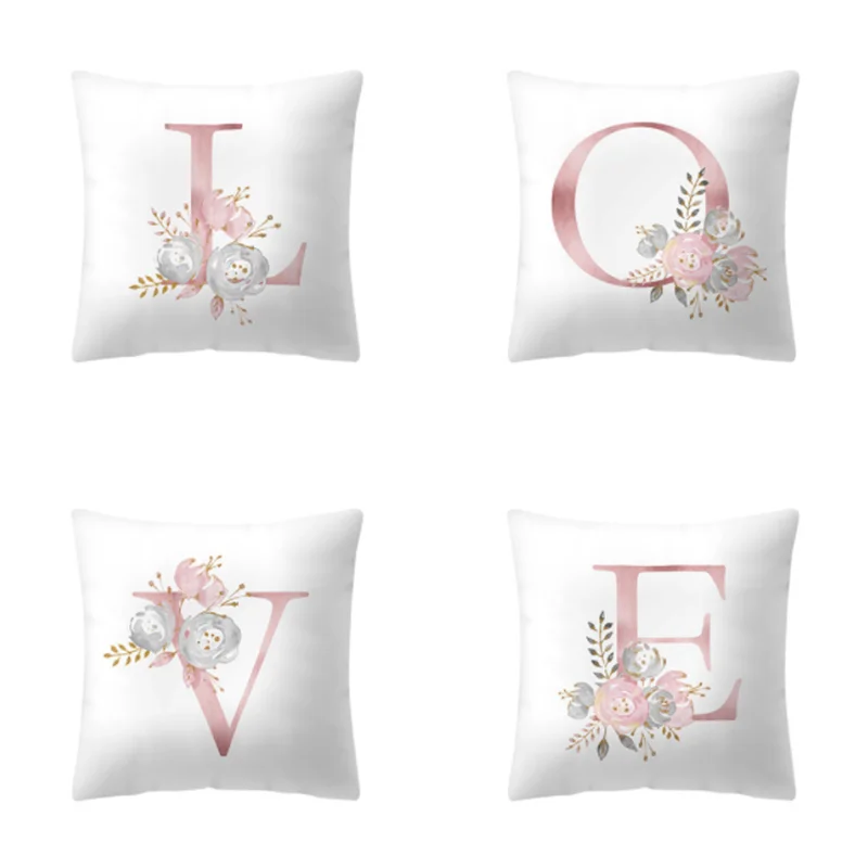 Ins наволочка в скандинавском стиле розовый 26 букв Цветок Наволочка машина диван