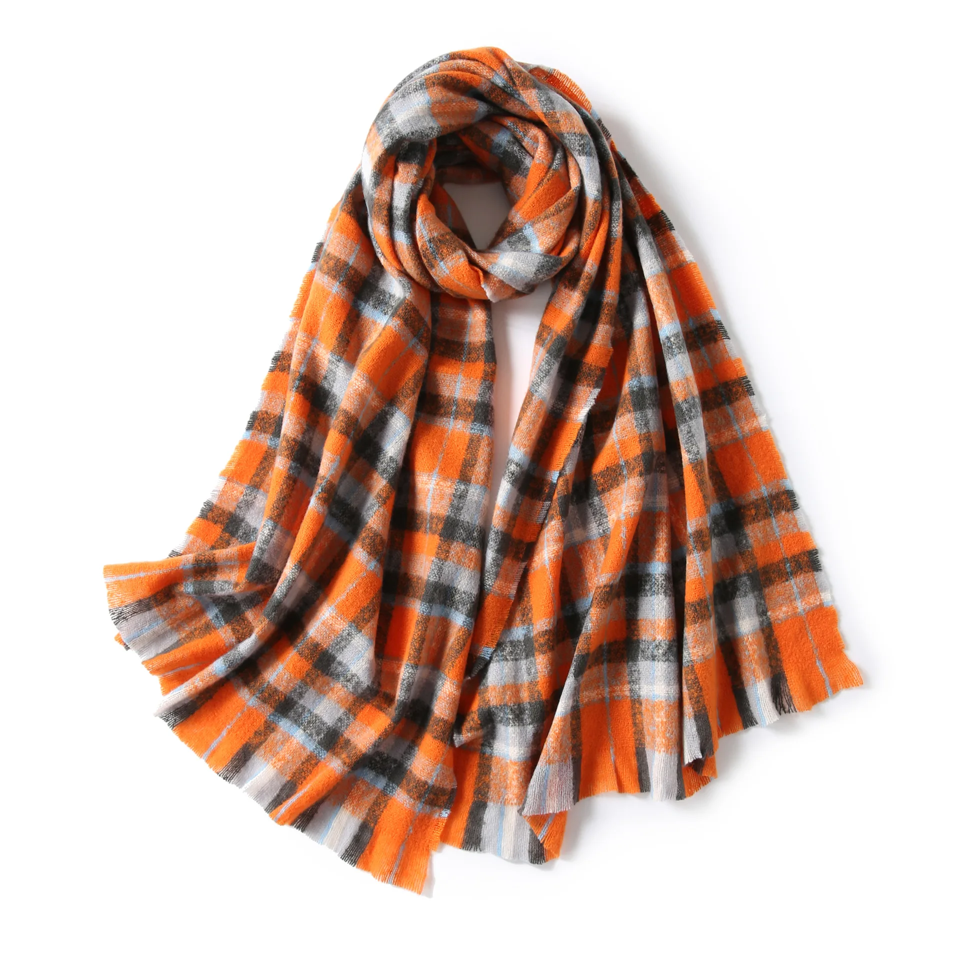 

Retro Plaid Scarf Women's Autumn and Winter Wholesale New Shawl Korean Joker Thick Enclosed