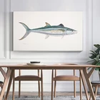 Винтажная ручная роспись, постер, французская версия, рыба, настенное искусство, холст, принт с рыбами, домашнее украшение, живопись для гостиной 5-97