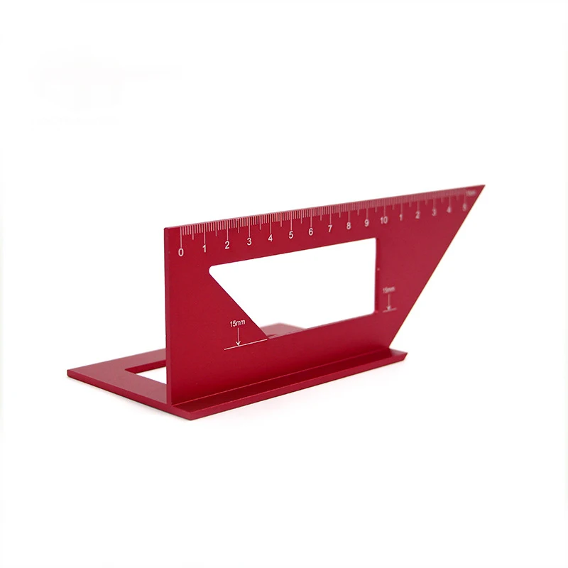 Красный многофункциональный угловой транспортир из алюминиевого сплава 45
