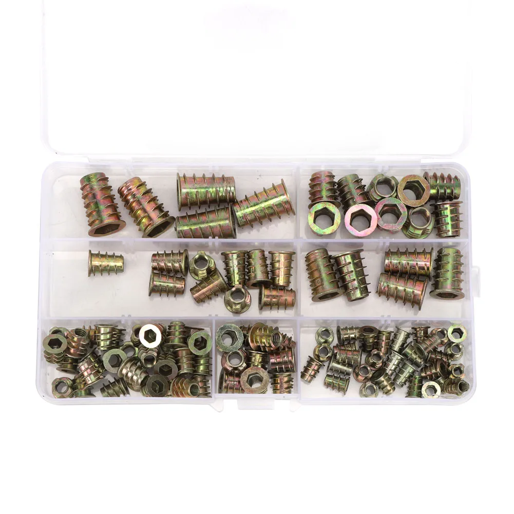 _ 100 шт. шестигранные резьбовые гайки вставленные деревянные крепежные элементы