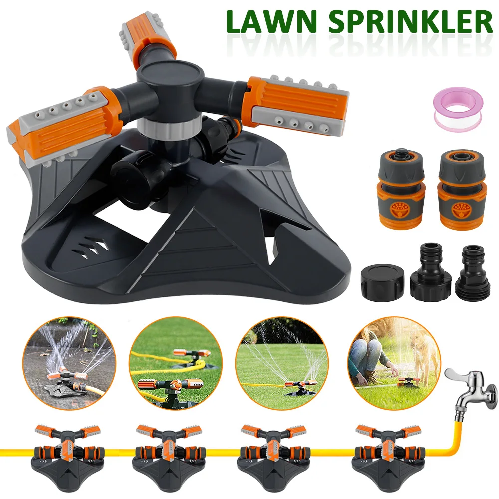 

Садовый разбрызгиватель с вращением на 360 градусов, система с 3 ручками, автоматический полив, инструмент для полива газона