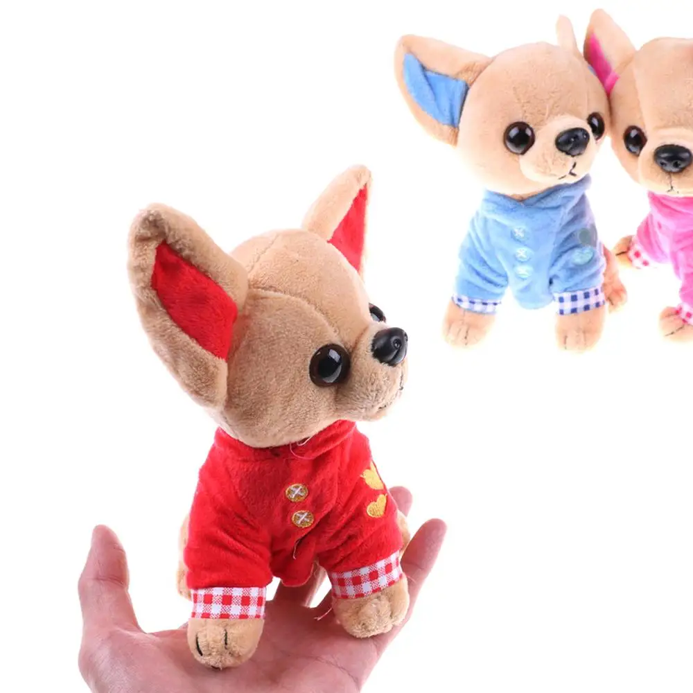 

17cm 1PCS New Cute Chihuahua Dog Plush Toy Stuffed Children Birthday Christmas Present Kids Toys 4 Colors