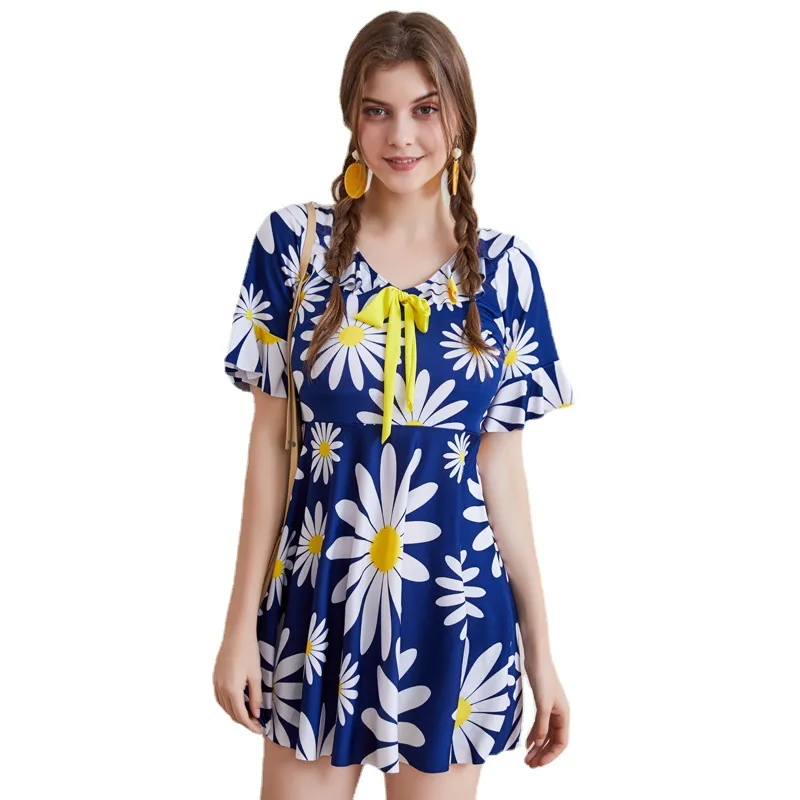 

Fashion Sunflower Small Flower Swimming Skirt Flat Corner Plus Size women's swimwear Elastic Thin Swimsuit Beach Swimming Suit