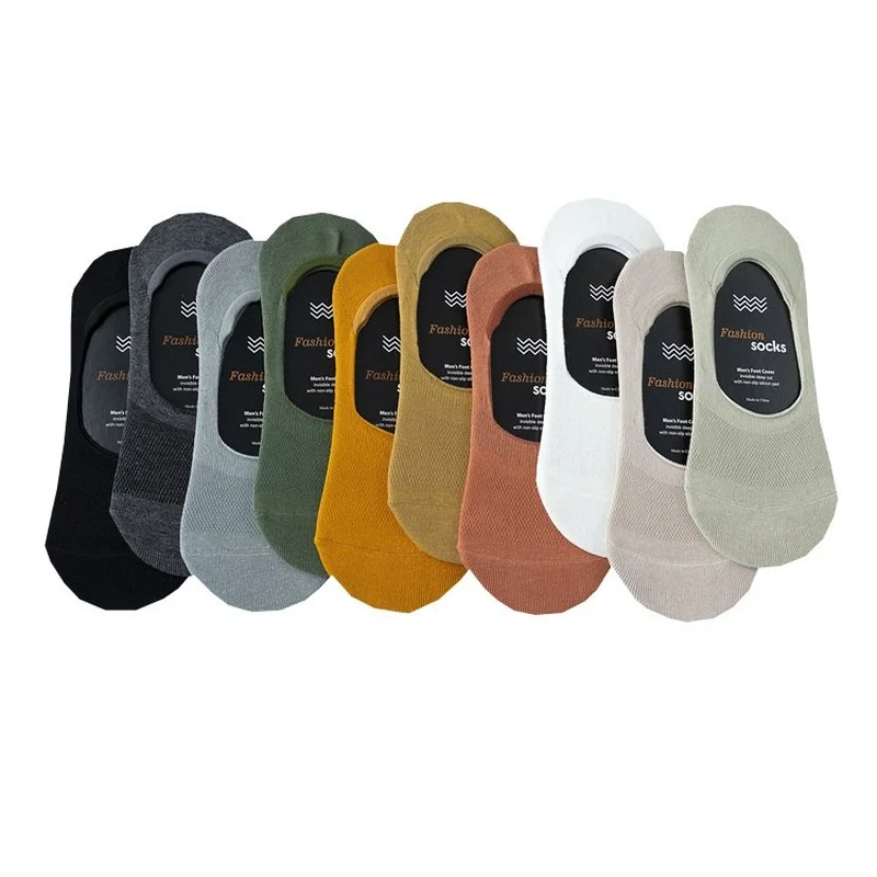 

Cotton Mens Short Socks Summer Thin Breathable Silicone Non-slip Invisible Ankle Boat Socks Solid Casual No Show Socks Slippers