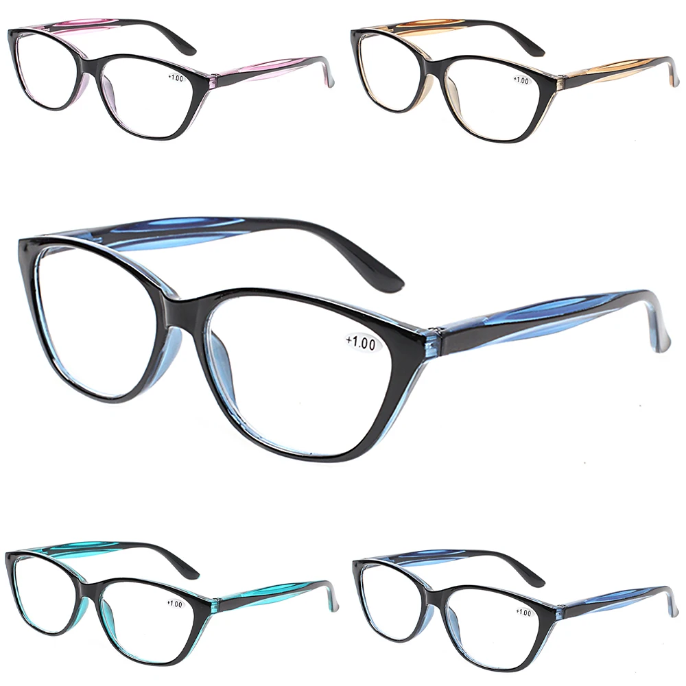 

Turezing Reading Glasses Spring Hinge Decorative Eyewear Men and Women Colorful Mirror Legs HD Reader Eyeglasses Diopter 0~600