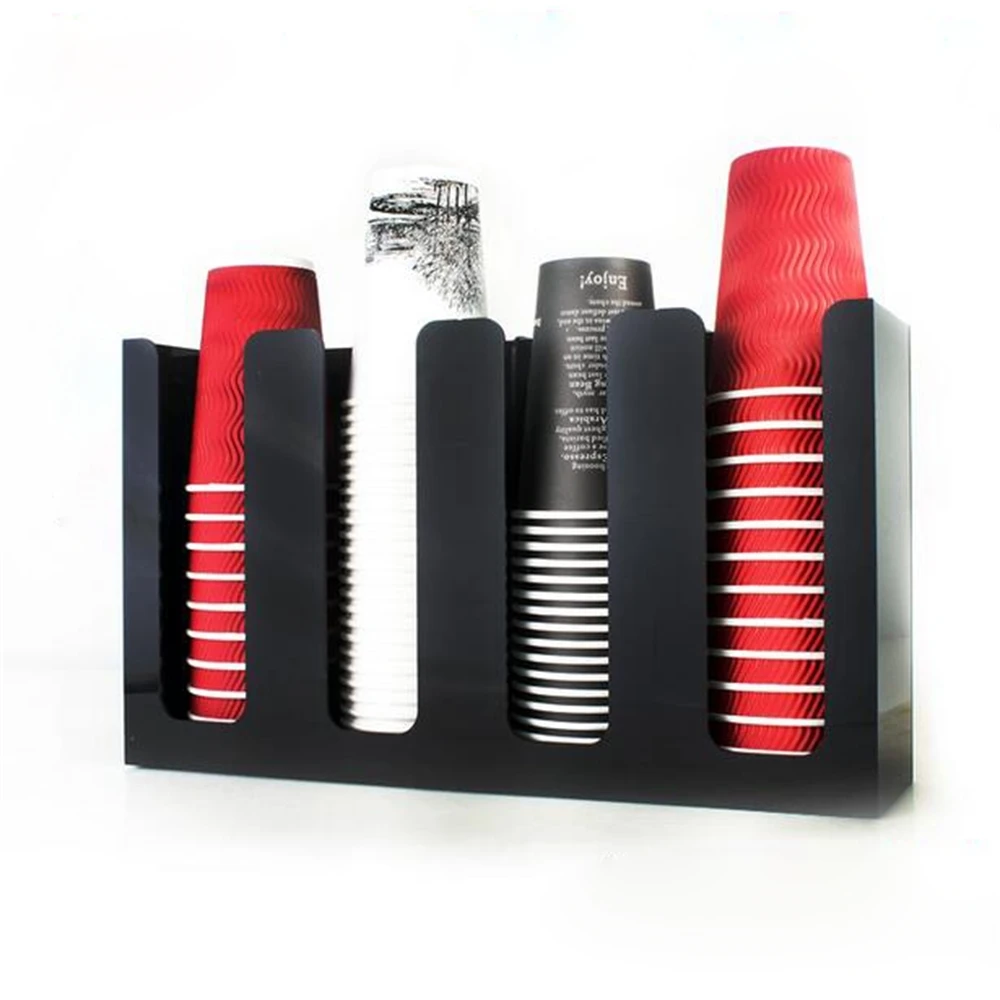 Вертикальный акриловый держатель для бумажных стаканчиков с 4 ячейками бара