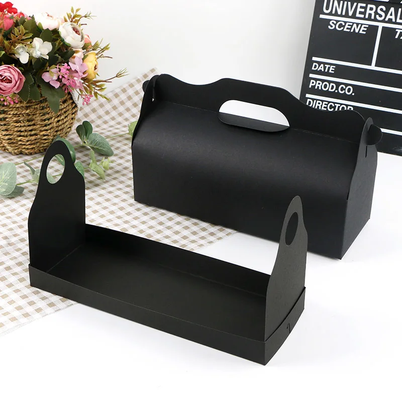 

Roll Cake Box With Tray With Handle Gift Kraft Paper Box Packaging Home Baking Gift Boxes Wedding Party Favors Birthday