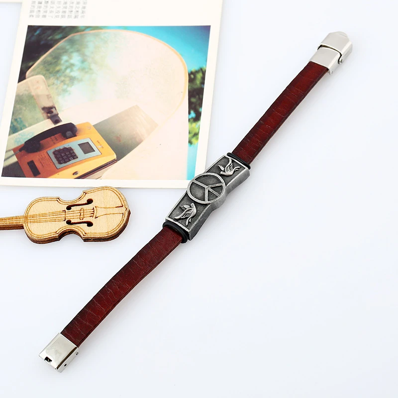 Модный винтажный Браслет-манжета в стиле ретро из натуральной кожи с пряжкой