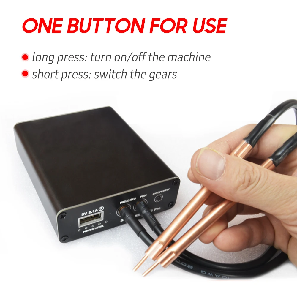 

Portable 5 Gears Adjustable DIY Mini Spot Welder Rechargeable Handheld Spot Welding Machine 5V 2.1A Fast Charge Lithium Battery