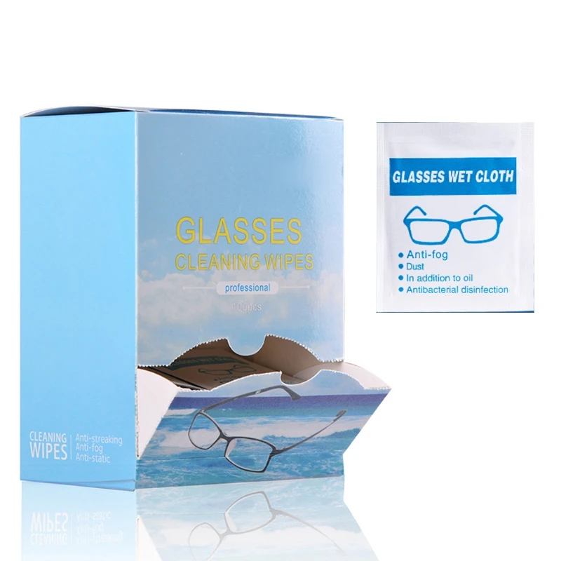 100Pcs Lens Cleaning Wipes Pre-Moistened Individually Wrapped Eyeglasses Cleaner 2XPC