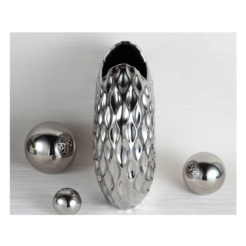 

HIGH QUARITY ELECTROPLATING CERAMIC VASE WITH FLOWERS ORNAMENTS CRAFT ARTWORK DEN TABLE DECORATIONS TV DESK ACCESSORIES CRAFTS J