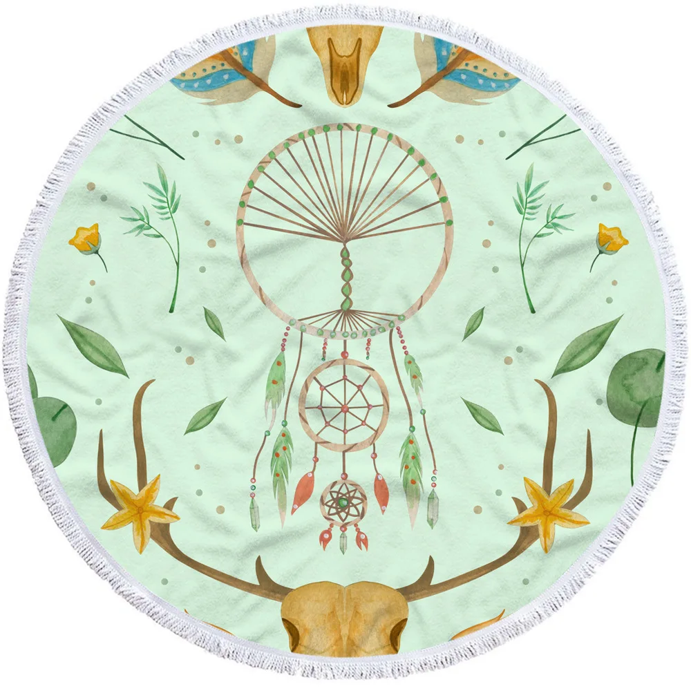 ONGLYP Новое 3D цветное Ловец снов круглое пляжное полотенце из микрофибры одеяло