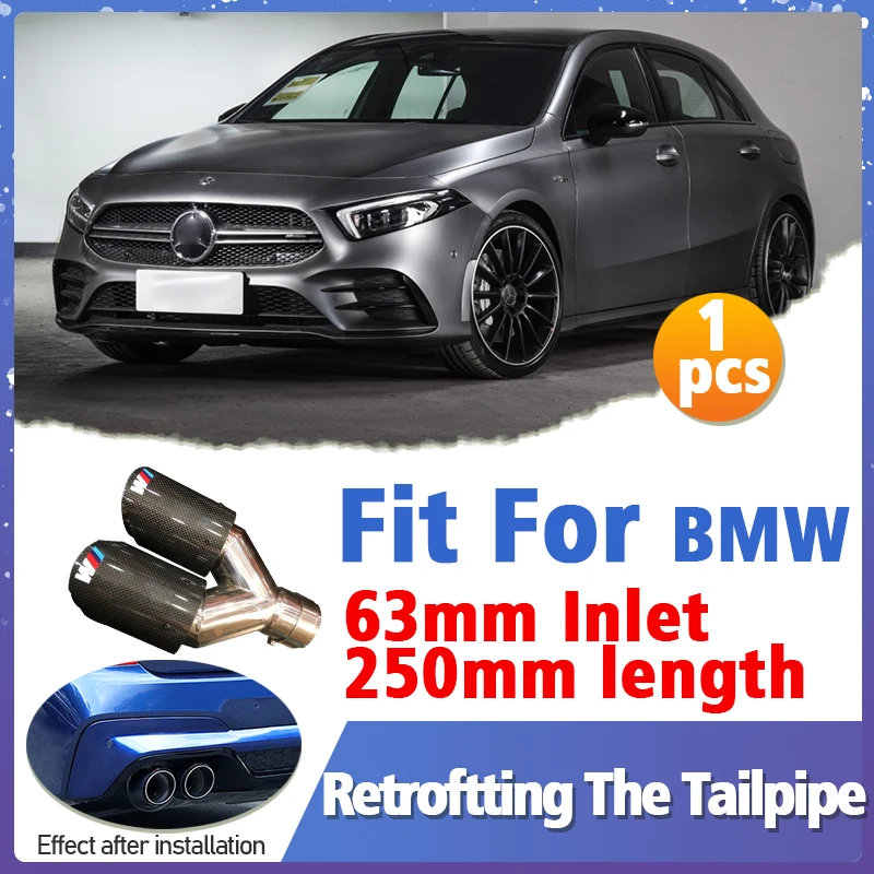 

Universal Car One Piece Dual Outlet Car Carbon Fiber Muffler Pipe Exhaust Tip For BMW Liner Pipe 63mm Tuning Car Accessories