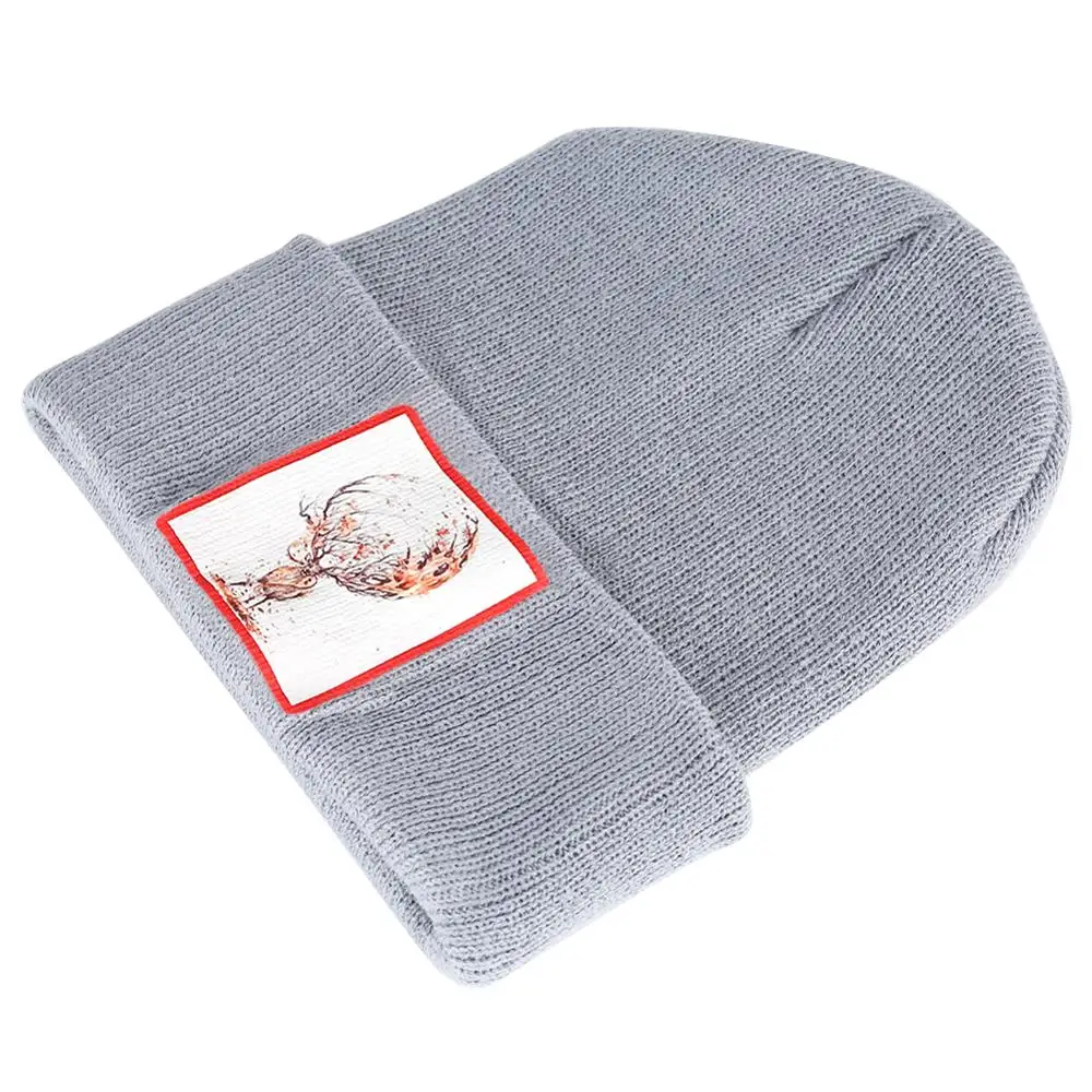 Черная Шапка бини с логотипом лося ребристый трикотажный головной убор Хип хоп