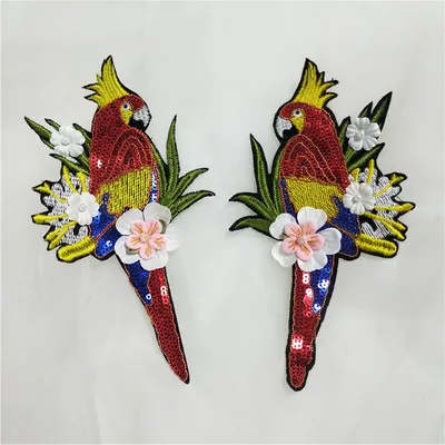 1 пар/упак. цветная модная вышивка трехмерный цветок попугай птица сделай сам
