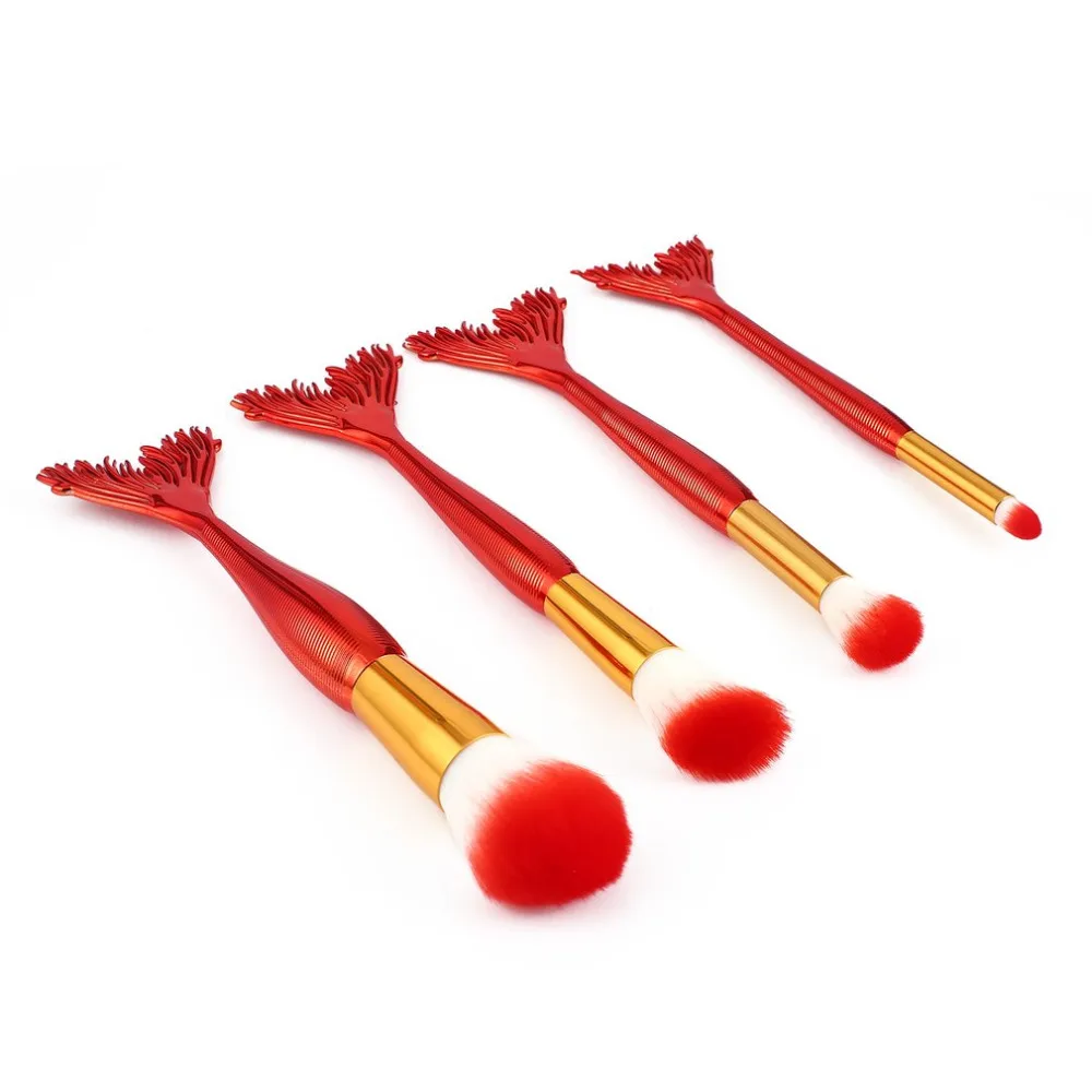 4 шт./компл. набор кистей для макияжа рыбий хвост красного цвета кисти нанесения