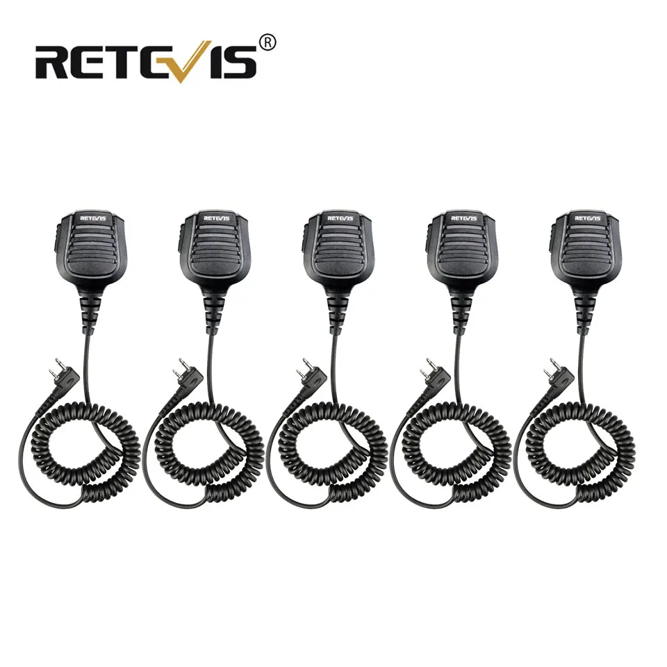 

5 шт. новый черный динамик Retevis, 2-контактный PTT-динамик, микрофон IP54 Водонепроницаемый для ICOM, IC-F3G, двухстороннее радио C9075C