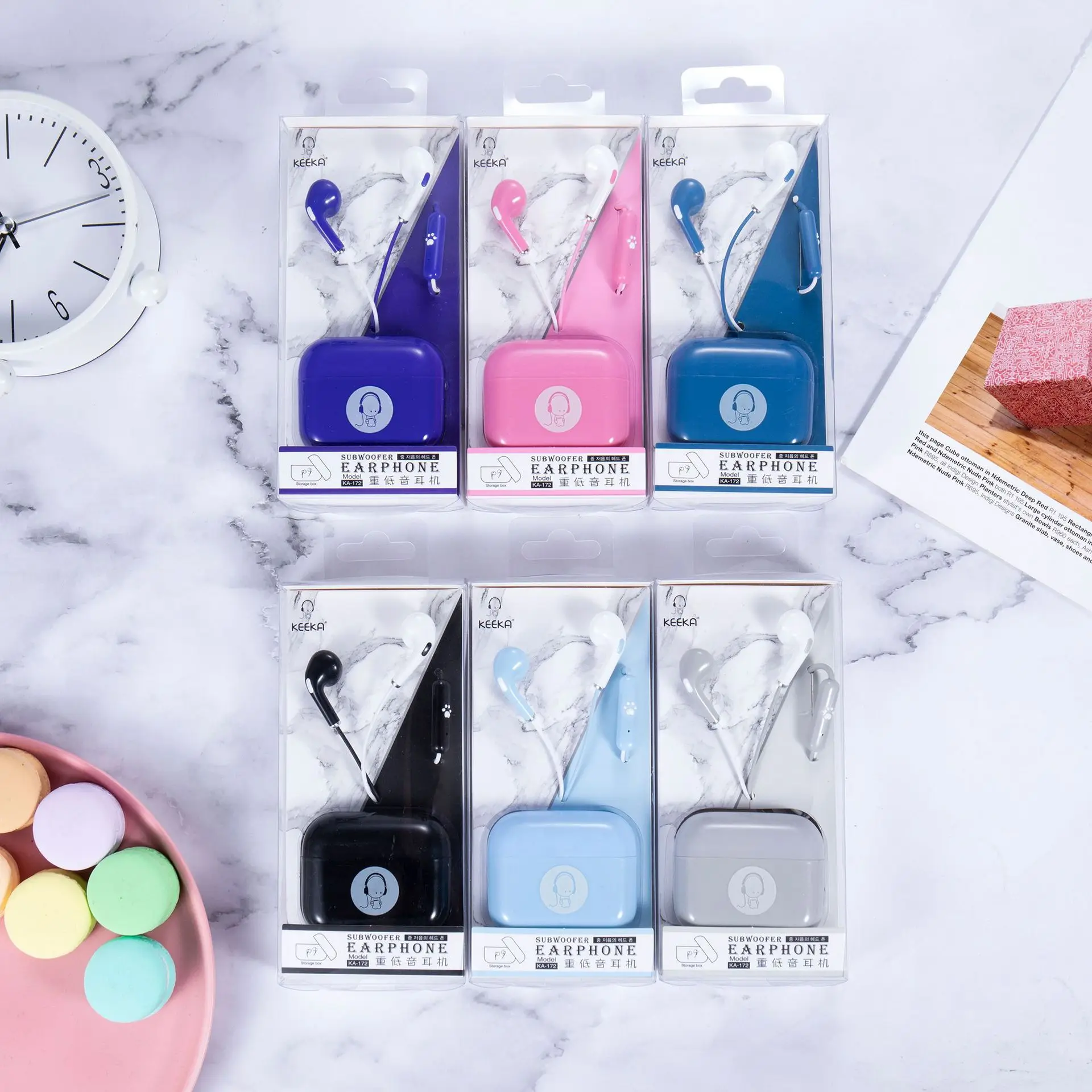 

New In Ear 3.5mm Headset Earbuds Headphone Wired Voice Fone De Ouvido Com Fio Storage Box Colorful lovely Girl Mobile Earphone