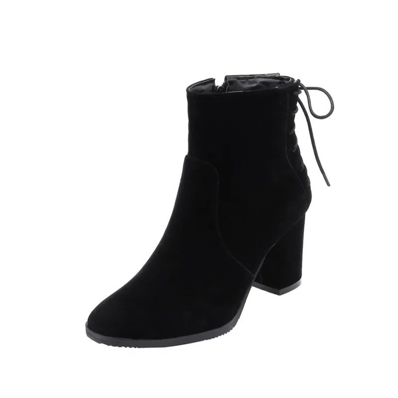 Женские ботинки с квадратным носком на толстом каблуке | Обувь