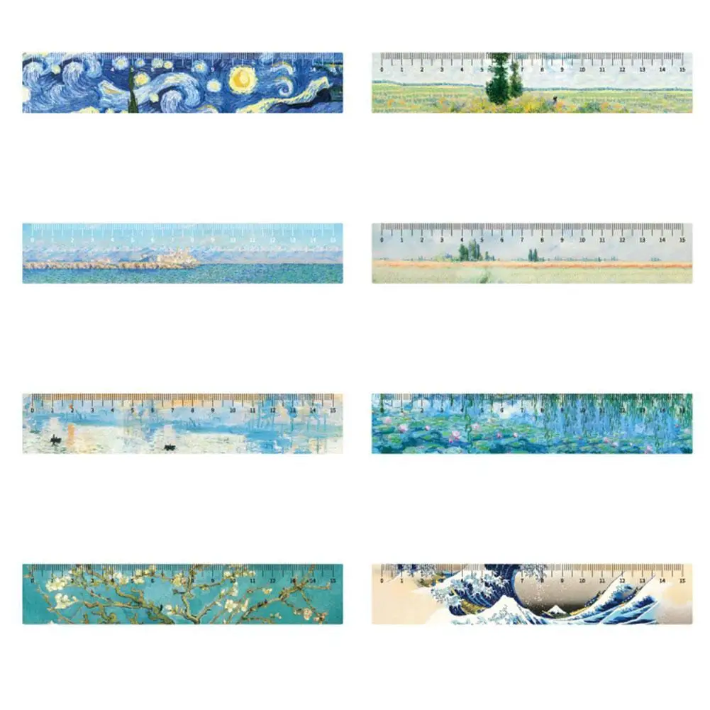 

15cm Retro Art Oil Painting Style Measuring Acrylic Stationery Accessories Journal Ruler Korean Aesthetic I6R7