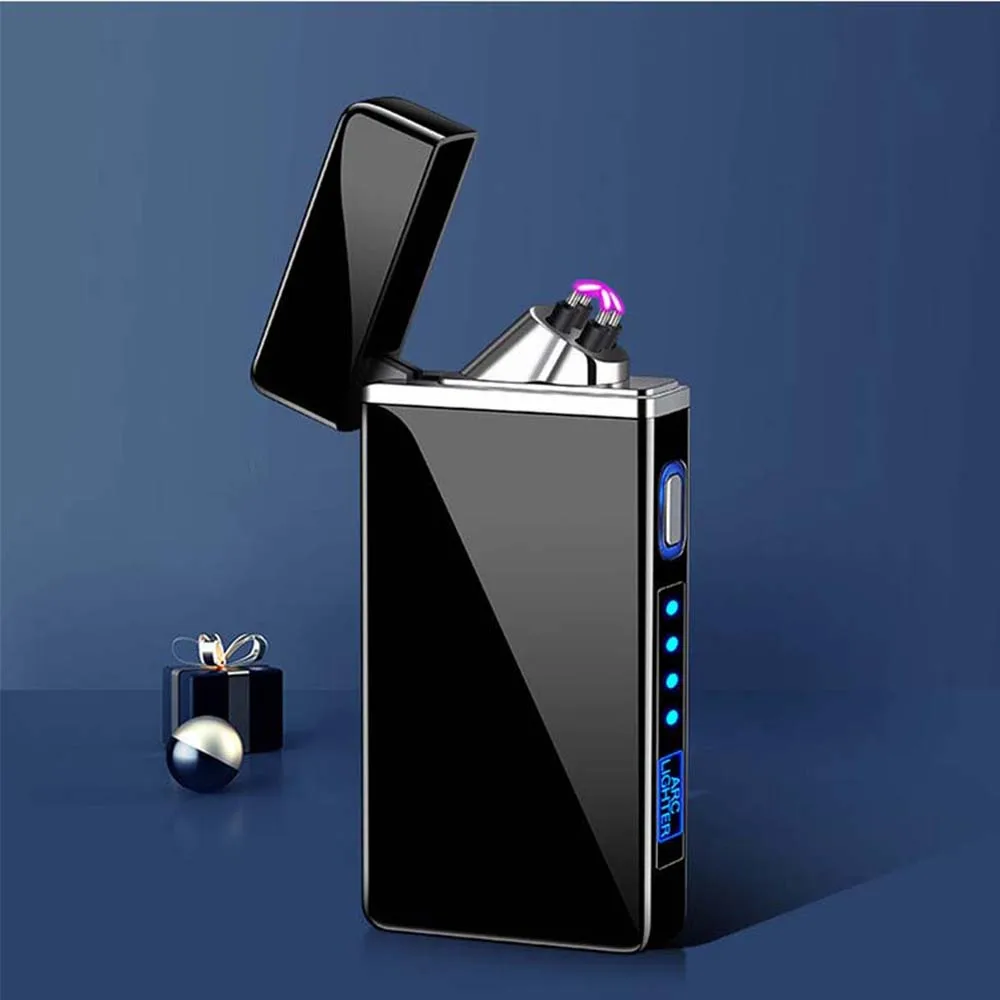 

Luxury Metal Double Arc USB Electric Lighter Rechargeable Windproof Novelty Plasma Lighters Smoking Accessories Gadgets for Men