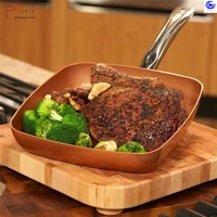 non stick copper color frying pan with ceramic coating and induction cooking oven dishwasher safe 8 10 12 inches glass lid