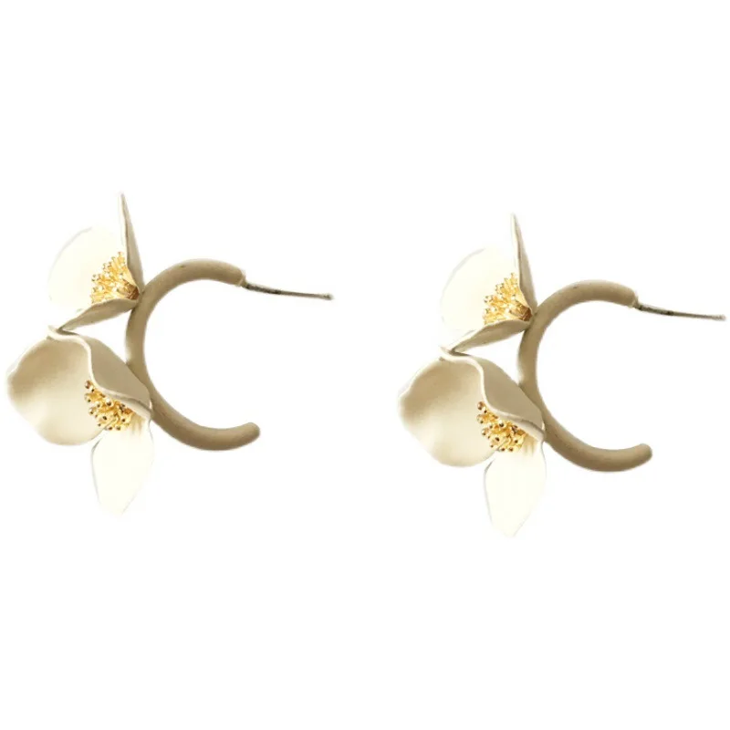 

CH-833 S925 Silver Needle Forest Small Fresh White Flower Earrings Sweet Flower Earrings Japanese and Korean Girls Earrings