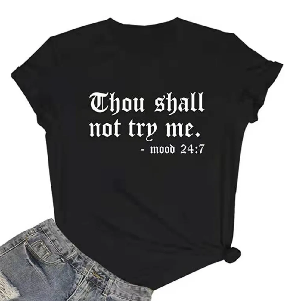 

Carney women's top letter print casual round neck short sleeve T-shirt