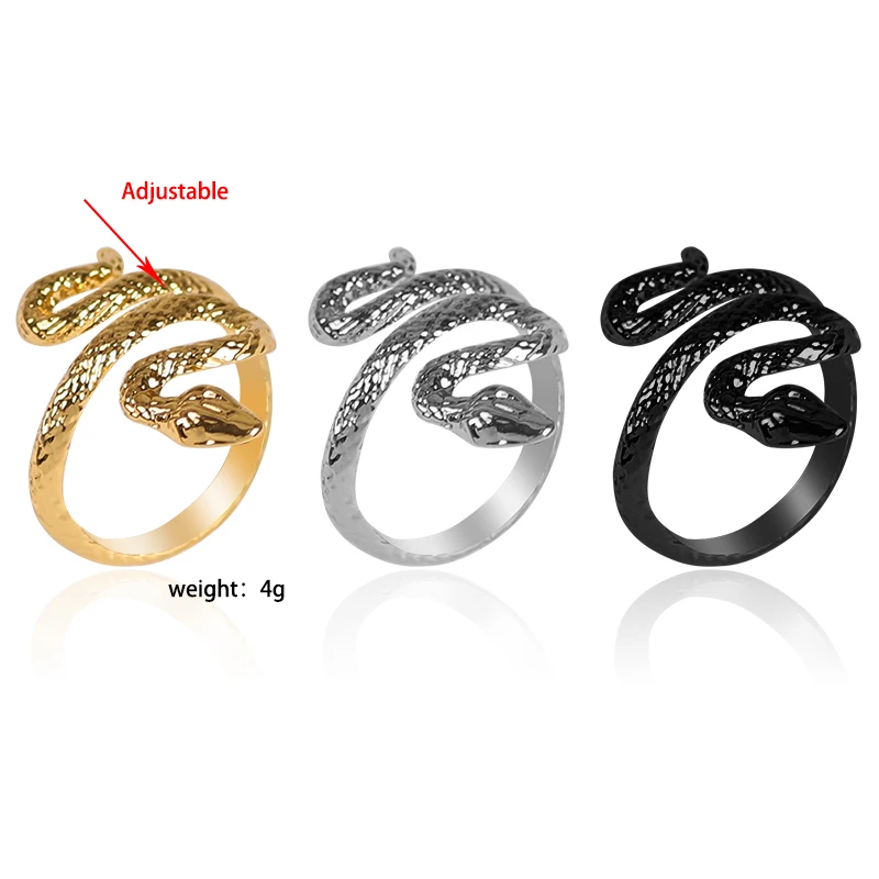 

Retro Snake Ring Gold Black Heavy Metal Punk Rock Ring Animal Jewelry Gift 2020 New