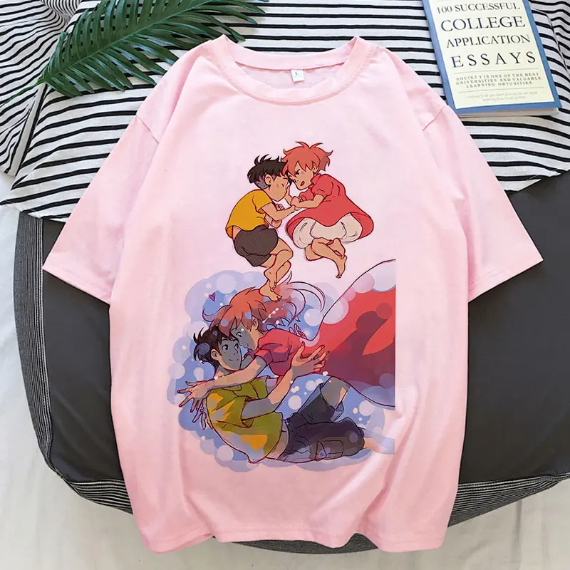 

Футболка Ponyo с графическим принтом на скале Женская, в стиле Харадзюку, розовый топ, футболка, новинка 2021, летняя модная женская футболка Y2k