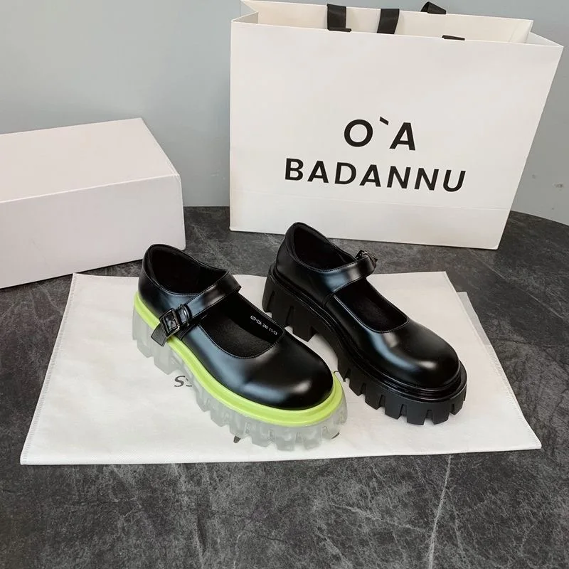 

Туфли Мэри Джейн на толстой подошве, маленькие кожаные туфли с круглым носком, модная обувь в Стиле Лолита, школьные туфли для девочек