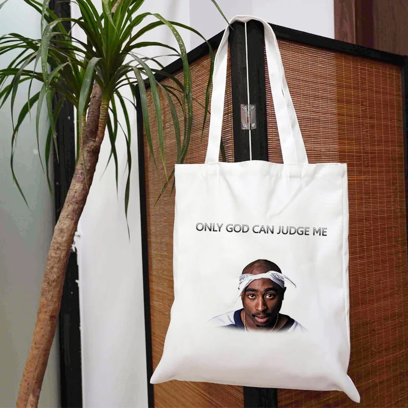 

2Pac Makaveli Canvas Bags Reusable Shopping Bag Hand for Women Designer Handbags Customizable Anime Tote Handbag Girls Shopper
