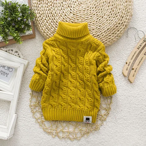 Детский свитер DIIMUU для мальчиков и девочек, вязаная водолазка, пуловер, одежда, детские зимние топы, однотонные свитера, детское теплое пальто для мальчиков и девочек