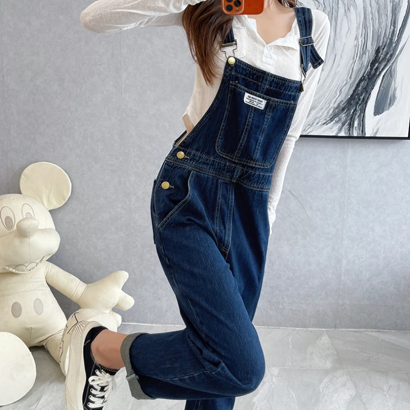 

Nowsaa Jumpsuits Women Korea Blue Jeans Loose Bodysuit Pants Autumn Summer Female Overalls Japan High Waist Cotton Rompers