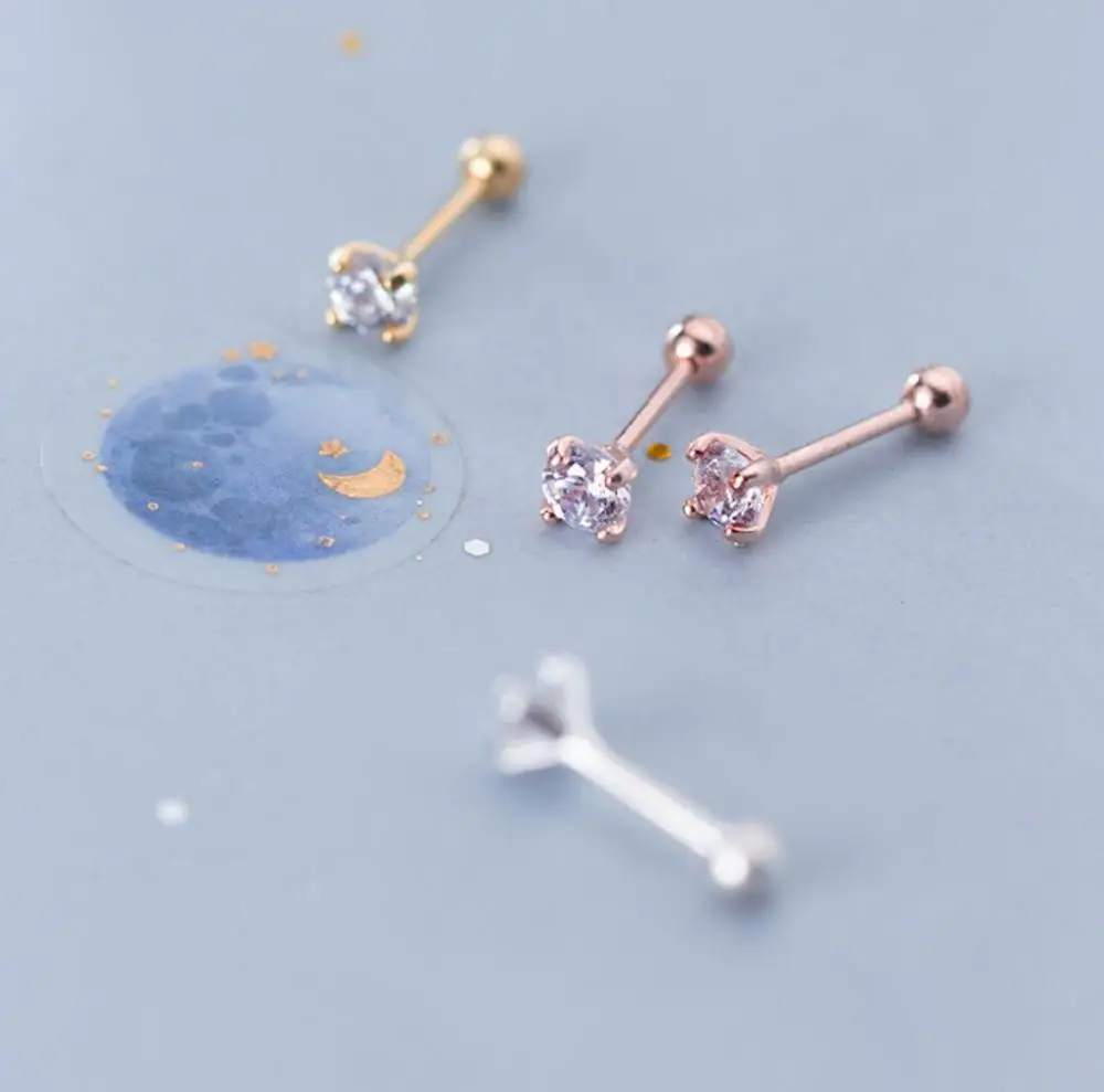 Женские серьги-хрящевая спираль из твердого стерлингового серебра SIL CZ с