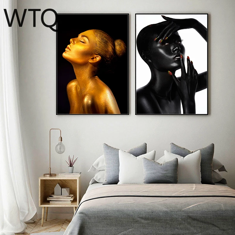 5D алмазная живопись черная и Золотая африканская Обнаженная женщина Алмазная