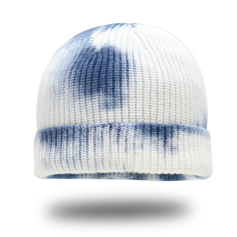 

2020 New Winter Hats Women thick Rainbow Knitted Hats Warm Ribbed Knit Beanies Hat Gradient Style Tie-Dye Hip Hop Cuffed Skull