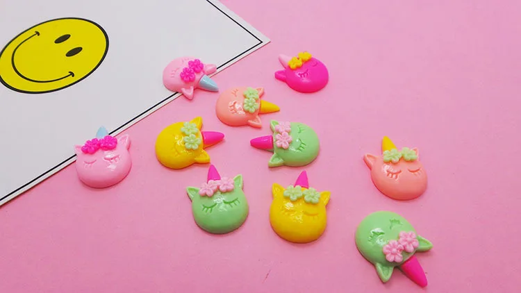 100Pcs/Lot Miniature Kawaii Unicorn Resin Flatback Cabochon for Scrapbooking Hair Bow Center Embellishment DIY Craft