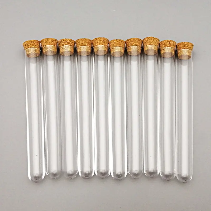 100pcs 12x100mm Transparent Plastic Round Bottom Test Tubes 