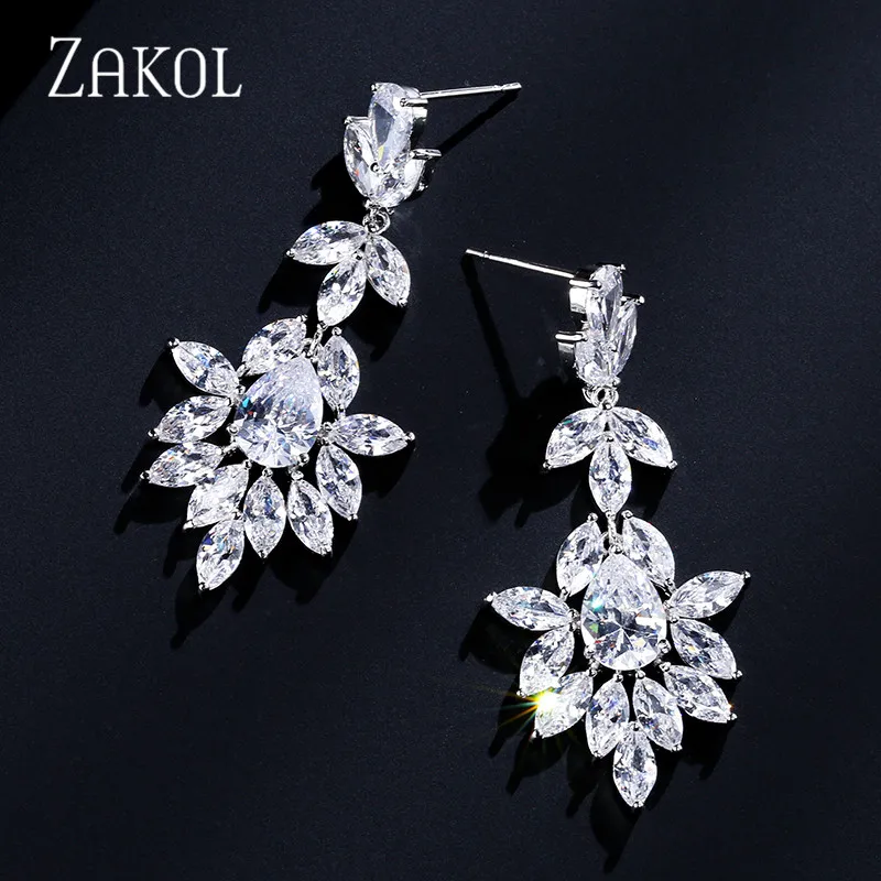 Модные серьги подвески ZAKOL с искусственными элементами для женщин винтажные