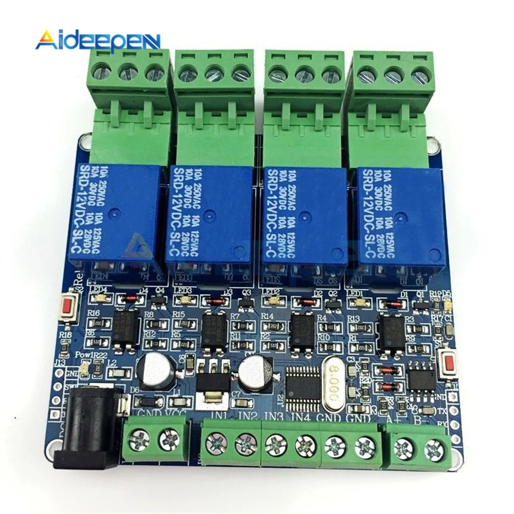 Modbus RTU 4-Канальный Релейный Модуль DIY 4 дорожный вход 485 ttl связь 4-канальный входной релейный модуль