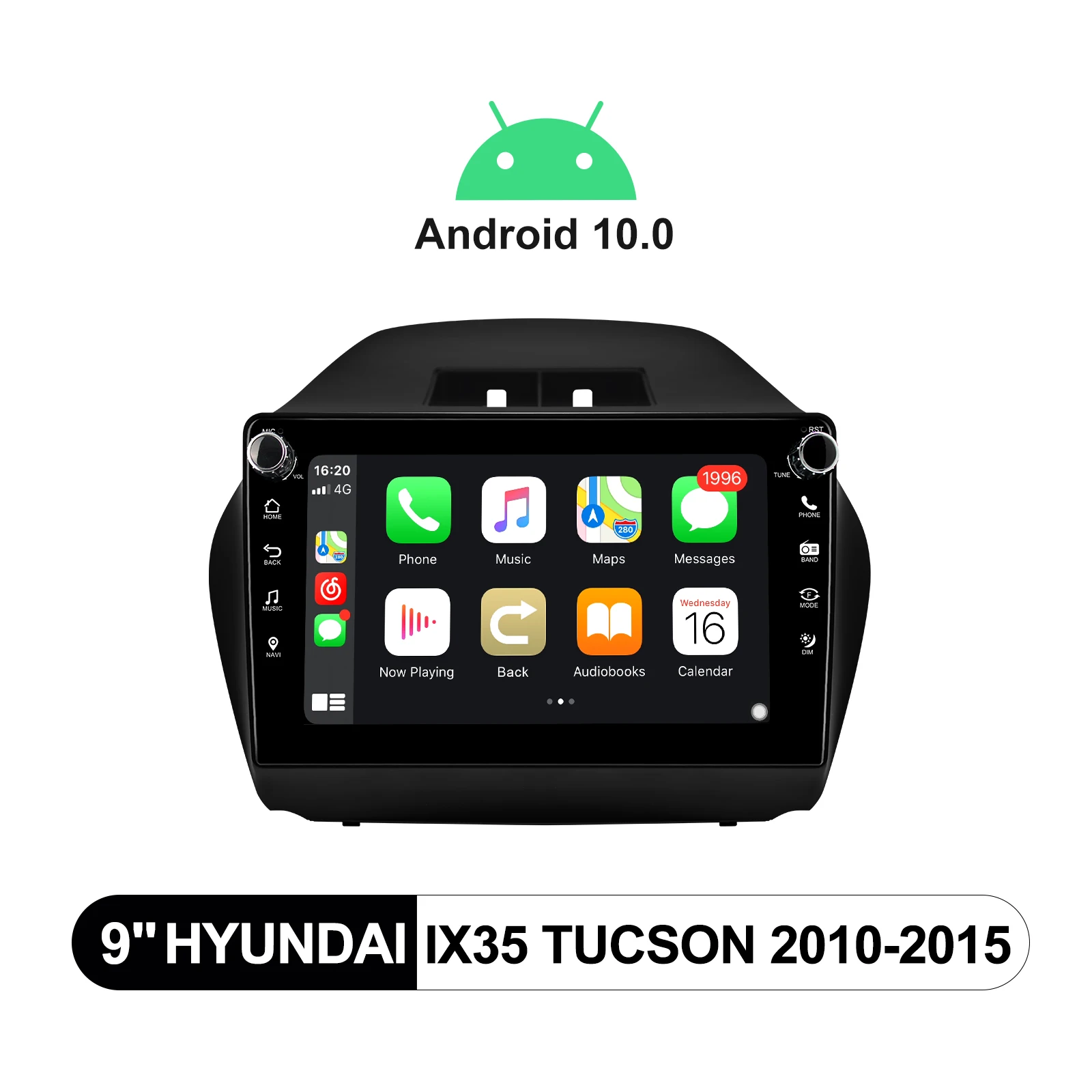 구매 현대 IX35 투싼 2010-2015 용 1 딘 카 라디오 안드로이드 10 9 인치 오토라디오 GPS 와이파이 4G 멀티미디어 플레이어 무선 카플레이, Android 10 Hyundai IX35 TUCSON