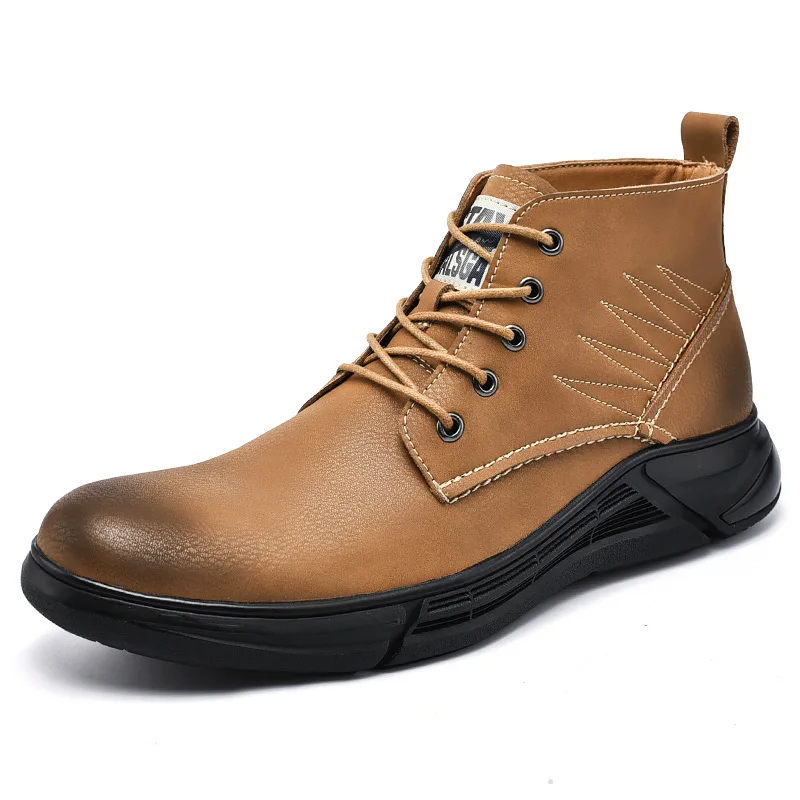 

Autumn Men's Leather Shoes 2021 New Mid-Top Casual Leather Shoes Casual Fashion Men's Boots Martin Boots Desert Boots plus size