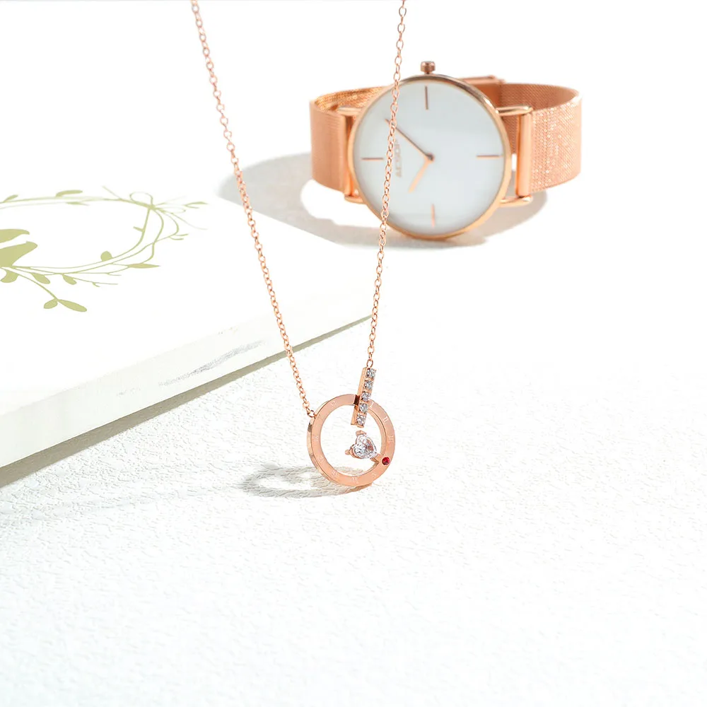 JeeMango Трендовое ожерелье с подвеской в виде сердца римскими цифрами цепочкой из