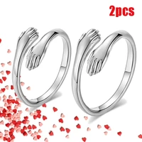 2021 valentines day gift love hug open ring simple rings letter finger rings unisex adjustable size ring jewelry gifts