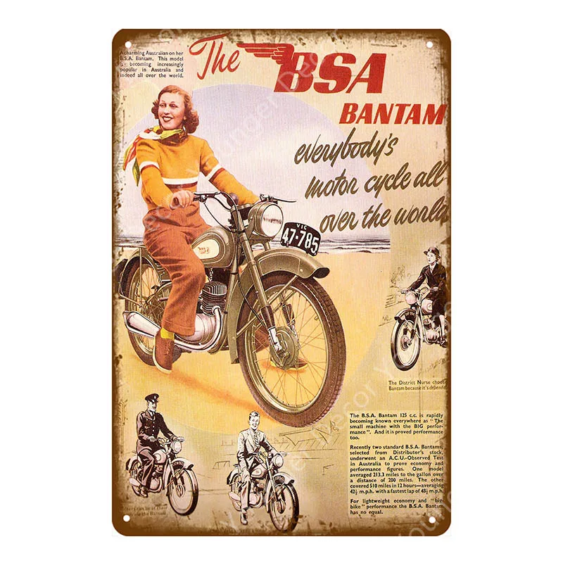 YD1668EI Британский мотоцикл BSA металлические знаки оловянный плакат Гараж; клуб паб настенные Декорации для бара мотоцикл Винтаж таблички домашний декор YI-058 - Цвет: YD1668EI
