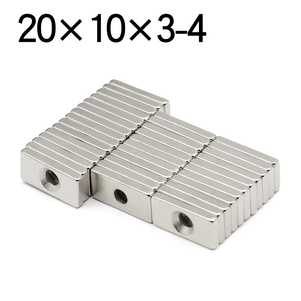 

10-200 Pcs 20x10x3-4 Super Power NdFeB Part Accessories Neodymium Magnet N35 Magnet Permanent Magnet 20 x 10 x3 Hole 4 Wholesale